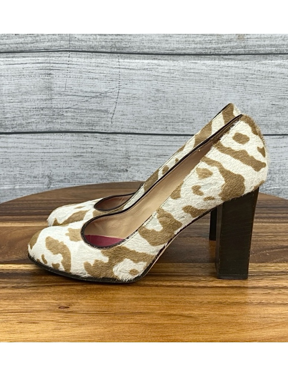 kate spade NY Animal Print Cow Calf Fur Block Pumps Heel Women’s Shoe Size 5 B